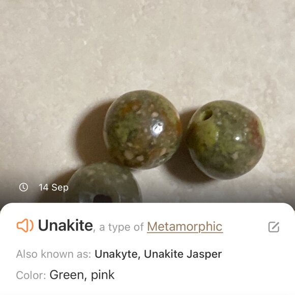 Natural Earthy Unakite Necklace, Cute Bronze Round Mushroom + Genuine Gemstone - Picture 15 of 16